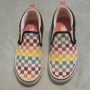 Vans Kids Colorful Checkered Slip-On Sneakers Size 2